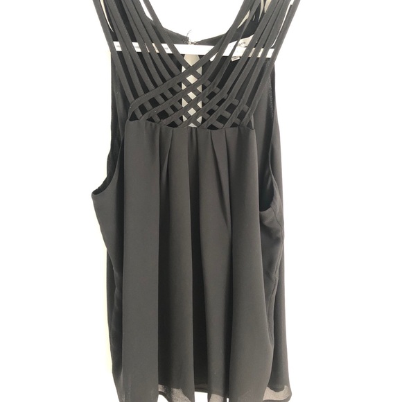 Black Work Top/Blouse with Strappy Neck Detailing - Picture 2 of 5